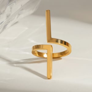 1 Piece Simple Series ins style Geometric Stainless Steel  Gold Color Women's Adjustable Rings h5 